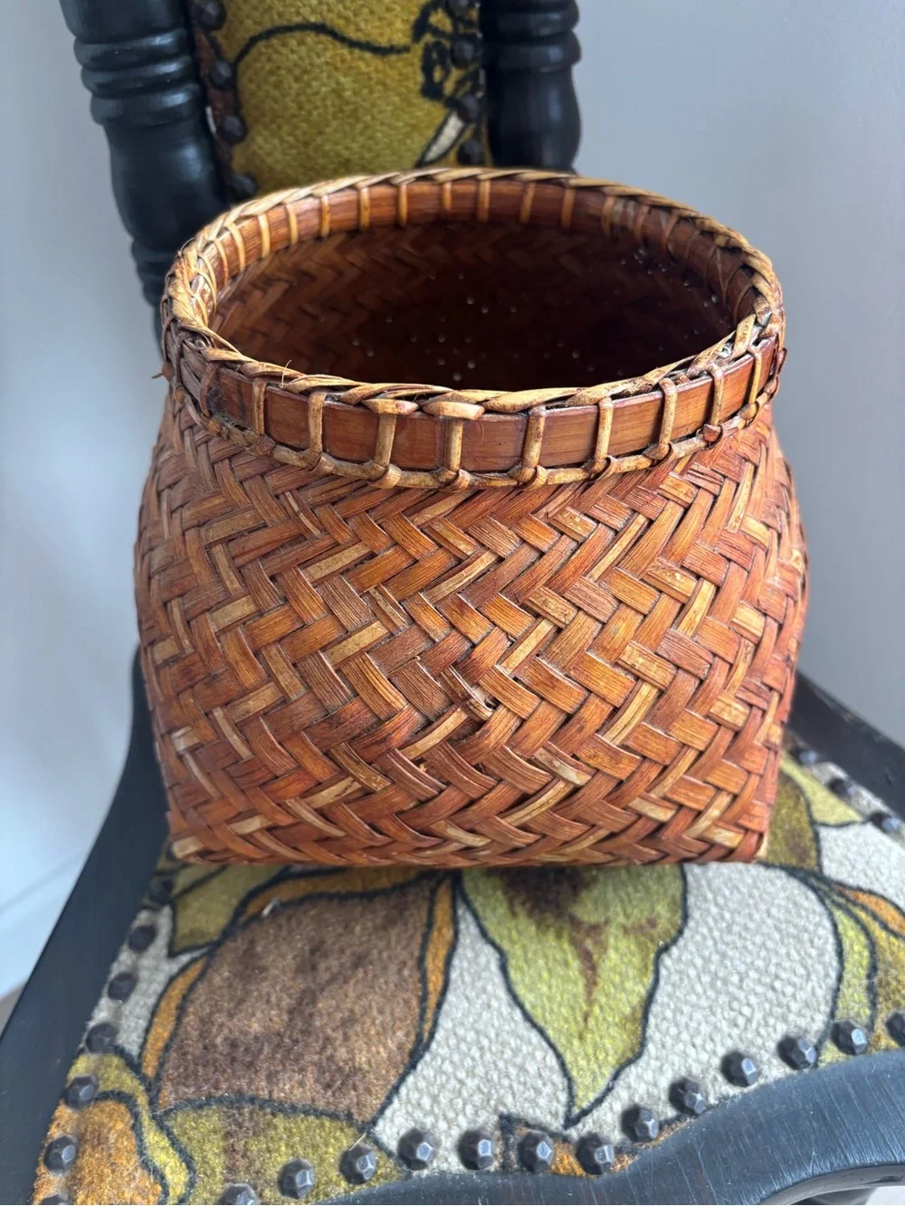 Vintage Japanese Bamboo Basket: Sumitori Style, Ikebana Vase, Wabi-Sabi Decor